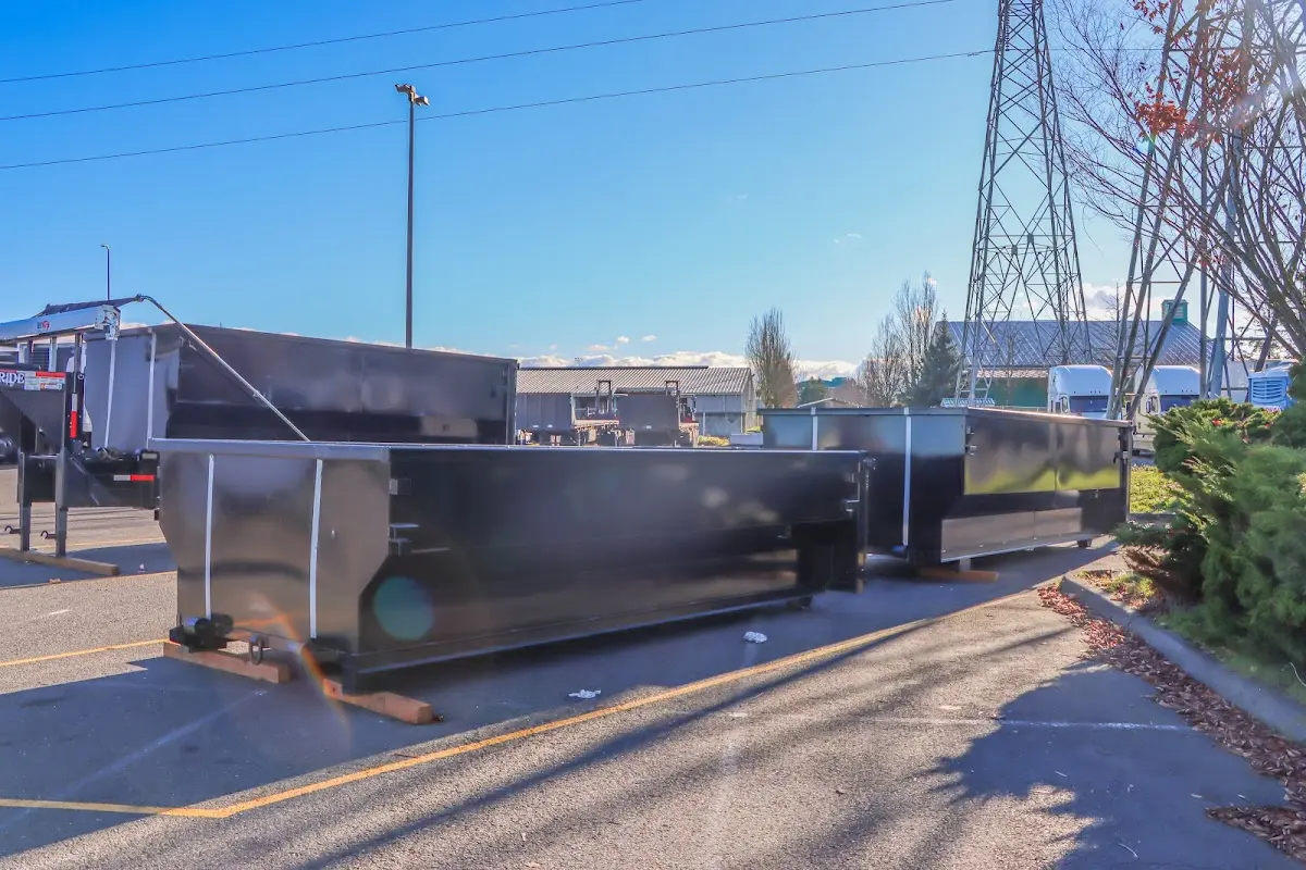 Roll-off dumpster ready for waste disposal at job site for 6 Yard Dumpster Rental in Norwich